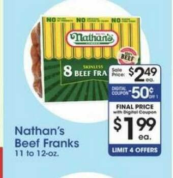 Price Rite Nathan's Beef Franks offer