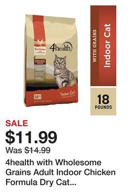 Tractor Supply Company 4health with wholesome grains adult indoor chicken formula dry cat food offer