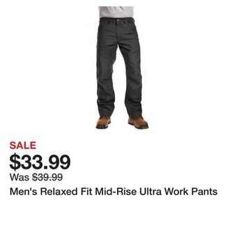 Tractor Supply Company Men's relaxed fit mid-rise ultra work pants offer