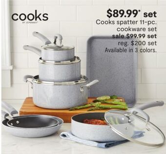 JC Penney Cooks spatter 11-pc. cookware set offer