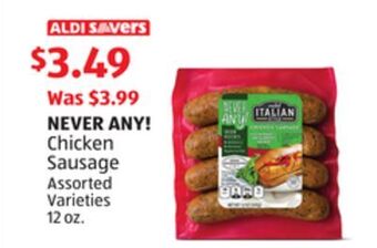 Aldi Never any! chicken sausage offer