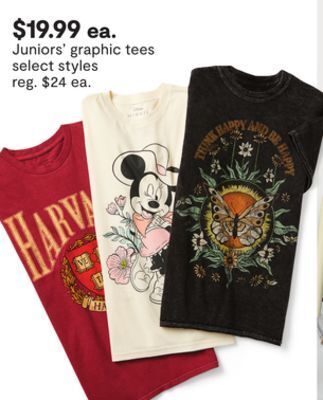 JC Penney Juniors' graphic tees offer
