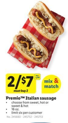 Lidl Premio™ italian sausage offer