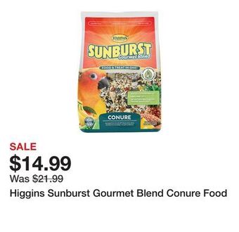Petsmart Higgins sunburst gourmet blend conure food offer