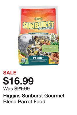 Petsmart Higgins sunburst gourmet blend parrot food offer