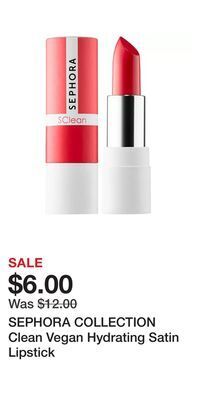 Kohl's Sephora collection clean vegan hydrating satin lipstick offer