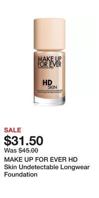 Kohl's Make up for ever hd skin undetectable longwear foundation offer