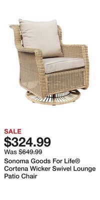 Kohl's Sonoma goods for life® cortena wicker swivel lounge patio chair offer