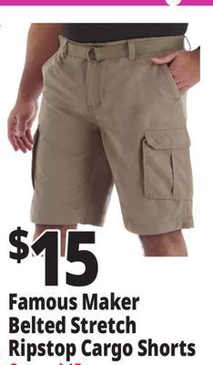 Ocean State Job Lot Famous maker belted stretch ripstop cargo shorts offer