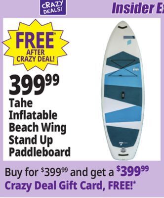 Ocean State Job Lot Tahe inflatable beach wing stand up paddleboard offer