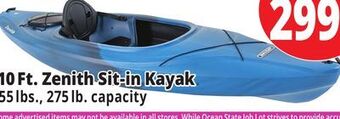 Ocean State Job Lot Lifetime zenith 10' sit-in kayak offer