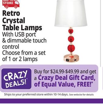 Ocean State Job Lot Retro crystal table lamps offer