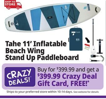 Ocean State Job Lot Tahe 11' inflatable beach wing stand up paddleboard offer