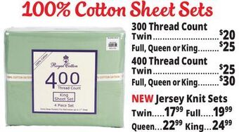Ocean State Job Lot 100% cotton sheet sets offer