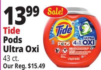 Ocean State Job Lot Tide ultra 4-in-1 oxi laundry detergent pods, 43 count offer
