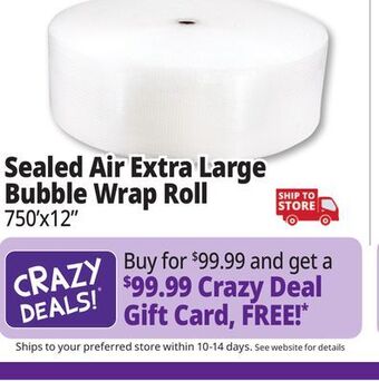 Ocean State Job Lot Sealed air extra large 750 ft. bubble wrap roll offer