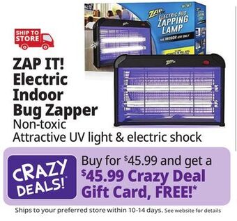 Ocean State Job Lot Zap it! electric indoor bug zapper with non-toxic attractant uv light and electric shock offer