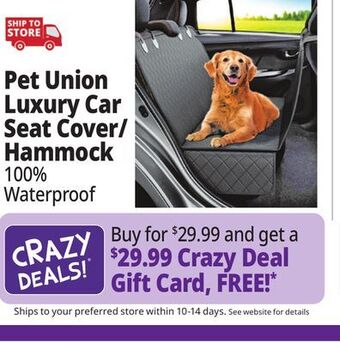 Ocean State Job Lot Pet union luxury car seat cover/ hammock offer