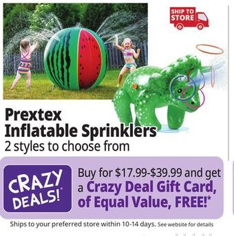 Ocean State Job Lot Prextex inflatable sprinklers offer
