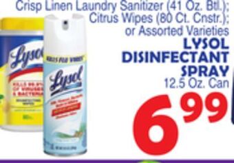 Bravo Supermarkets Lysol disinfectant spray 12.5 oz. can offer