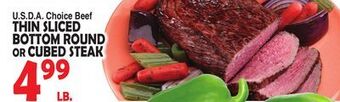 Bravo Supermarkets Thin sliced bottom round or cubed steak offer