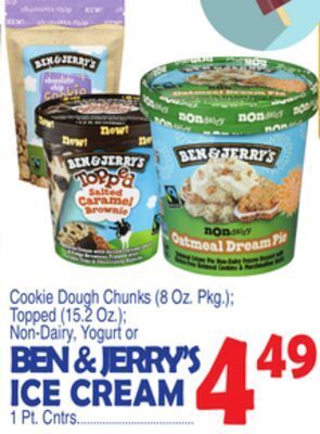 Bravo Supermarkets Ben & jerry's ice cream 1 pt. cntrs offer
