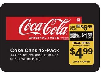 Fairway Store Market Coke cans 12-pack offer