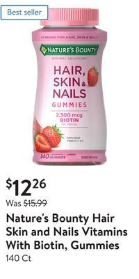 Walmart Nature's bounty hair skin and nails vitamins with biotin, gummies offer