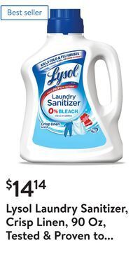 Walmart Lysol laundry sanitizer, crisp linen, 90 oz, tested & proven to kill covid-19 virus, packaging may vary​ offer