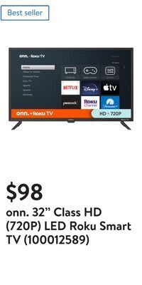 Walmart Onn. 32 class hd (720p) led roku smart tv (100012589) offer
