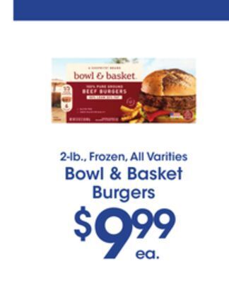 Price Rite Bowl & basket burgers offer