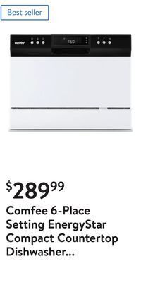 Walmart Comfee 6-place setting energystar compact countertop dishwasher with 8 cleaning settings, cdc22p1aww, white offer