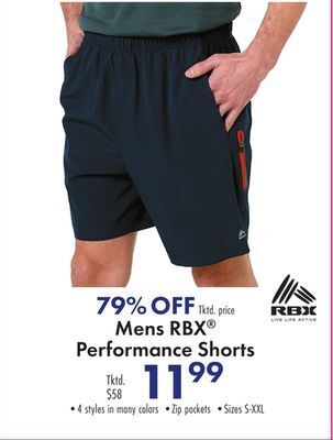 Boscov's Mens rbx® performance shorts offer