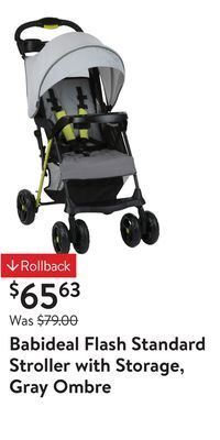 Walmart Babideal flash standard stroller with storage, gray ombre offer