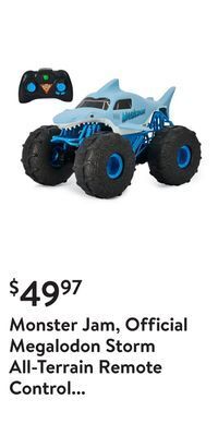 Walmart Monster jam, official megalodon storm all-terrain remote control monster truck toy vehicle, 1:15 scale offer