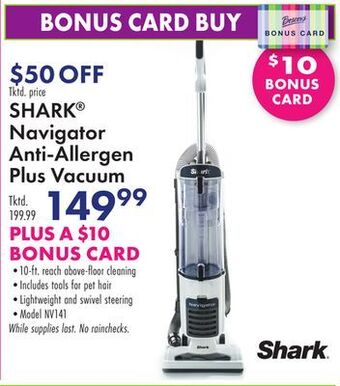 Boscov's Shark® navigator anti-allergen plus vacuum offer