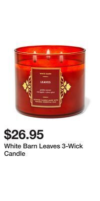 Bath & Body Works White barn leaves 3-wick candle offer