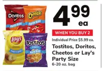 ACME Tostitos, doritos, cheetos or lay's party size offer