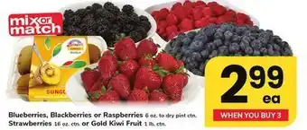 ACME Blueberries, blackberries or raspberries 6 oz. to dry pint ctn. strawberries 16 oz. ctn. or gold kiwi fruit 1 lb. ctn. offer