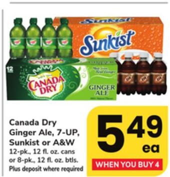ACME Canada dry ginger ale, 7-up, sunkist or a & w offer