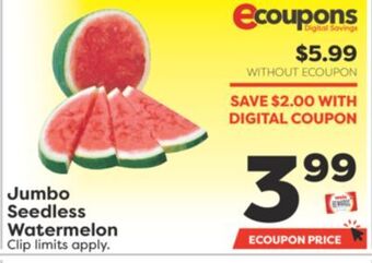 Weis Markets Jumbo seedless watermelon offer