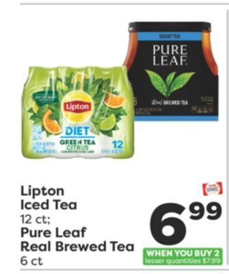Weis Markets Lipton iced tea 12 ct pure leaf real brewed tea 6 ct offer