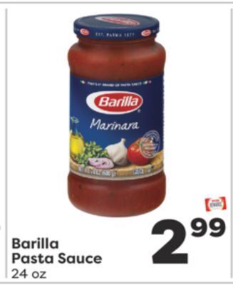 Weis Markets Barilla pasta sauce offer