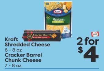Weis Markets Kraft shredded cheese 6-8 oz cracker barrel chunk cheese 7-8 oz offer
