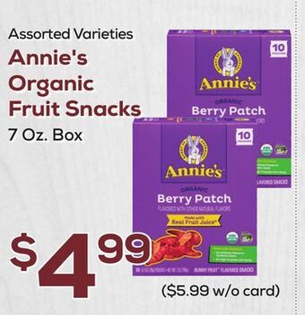 DeCicco & Sons Annie's organic fruit snacks offer