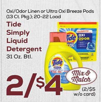 DeCicco & Sons Tide simply liquid detergent 31 oz. btl. offer