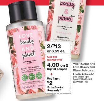 CVS Any love beauty and planet hair care offer
