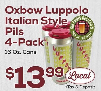DeCicco & Sons Oxbow luppolo italian style pils 4-pack offer