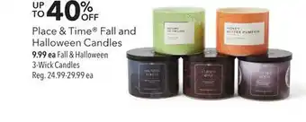 JOANN Place & time® fall and halloween candles 3-wick candles offer
