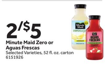 Stop&Shop Minute maid zero or aguas frescas offer